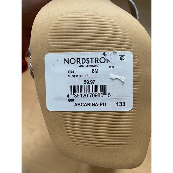 ABOUND "Carina" Block Triangle Heel Sandals Silver Glitter Slides - Picture 10 of 11